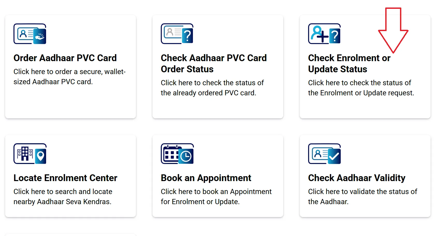 Check Aadhaar Enrolment and Update Status
