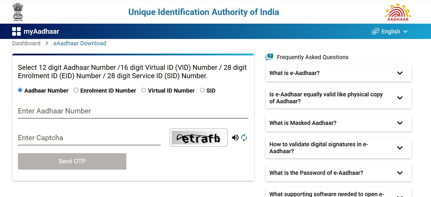 Download aadhaar